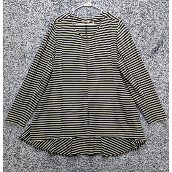 Soft Surroundings Calista Zip Up Cardigan Jacket Size 1X Zip Up Stripe Knit Gray - Picture 2 of 13